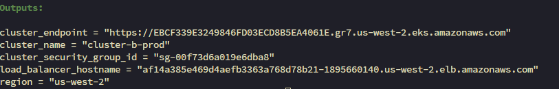Terraform Production Output