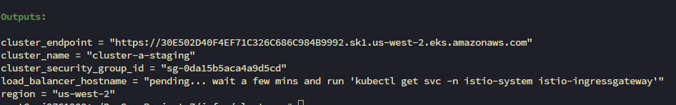 Terraform Staging Output